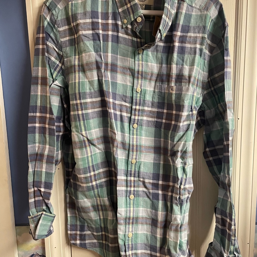 MENS AMERICAN EAGLE LONG SLEEVE BUTTON DOWN LINEN SHIRT NEW